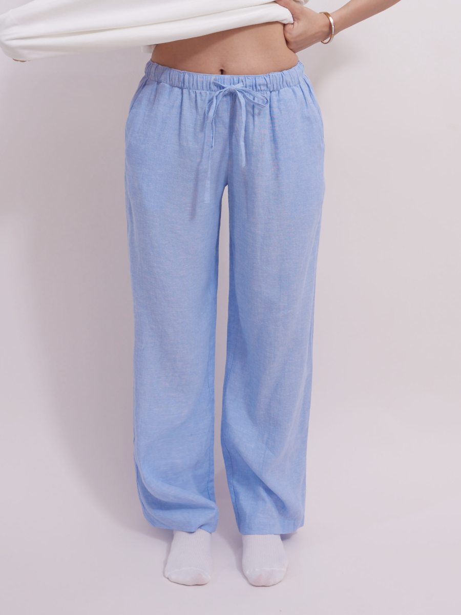 LOW-RISE Pyjama Bottoms in Sky Blue