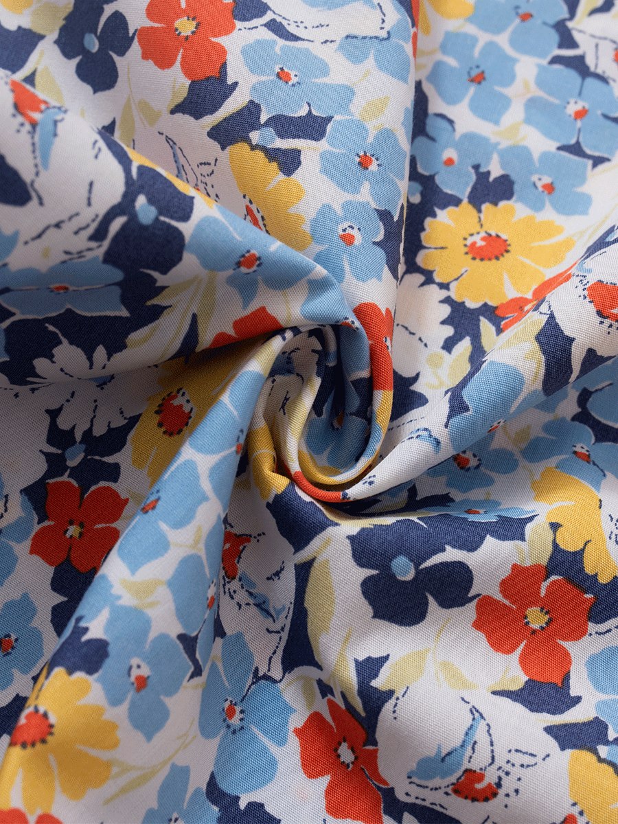 LOW-RISE WIDE-LEG Lounge Pants in Blue Ditsy Floral Print