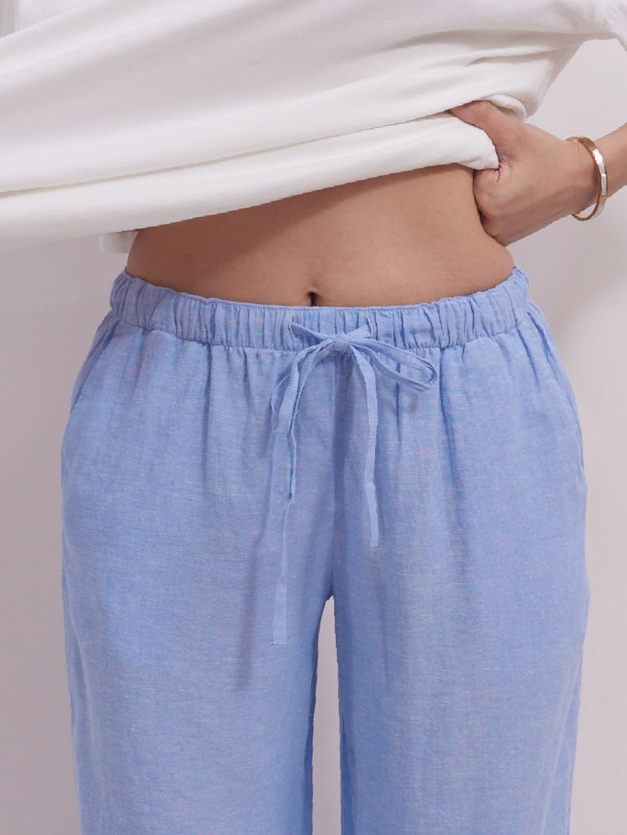 LOW-RISE Pyjama Bottoms in Sky Blue