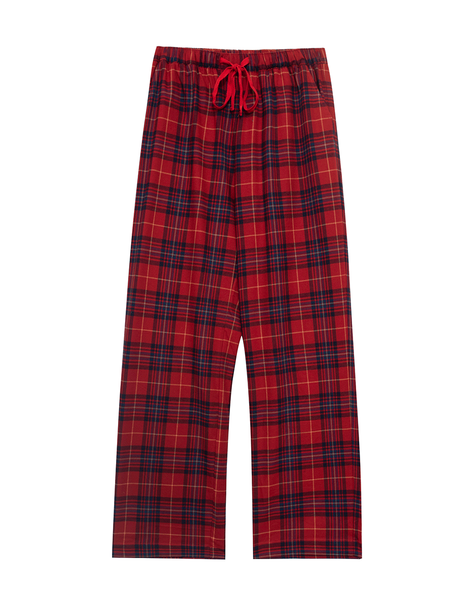 Red tartan warm winter pyjama pants for women UK size 6 22 inseam 29 31