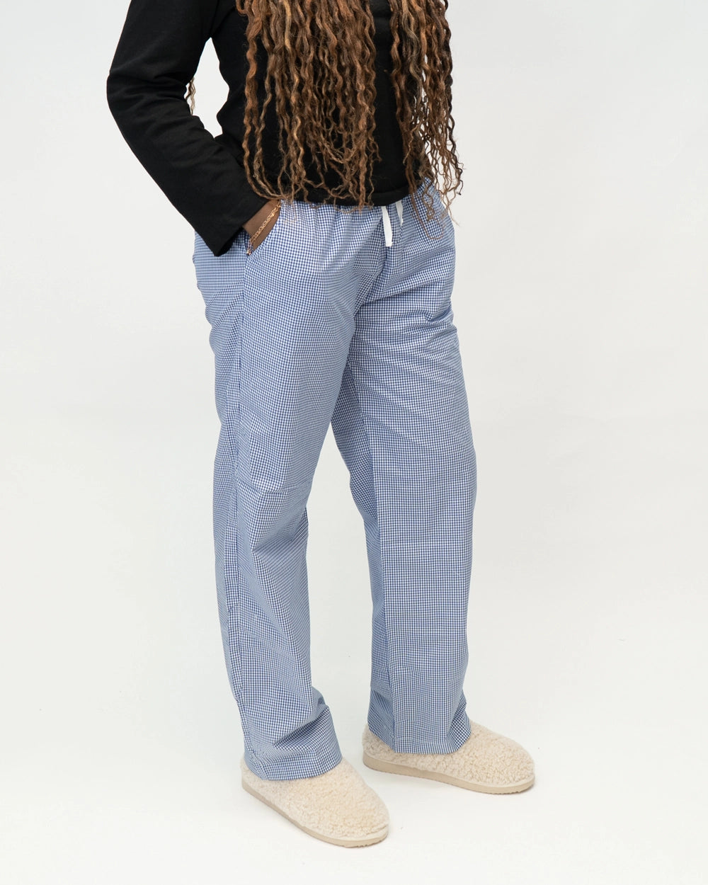 MID-RISE Pyjama Bottoms in Navy Blue Gingham