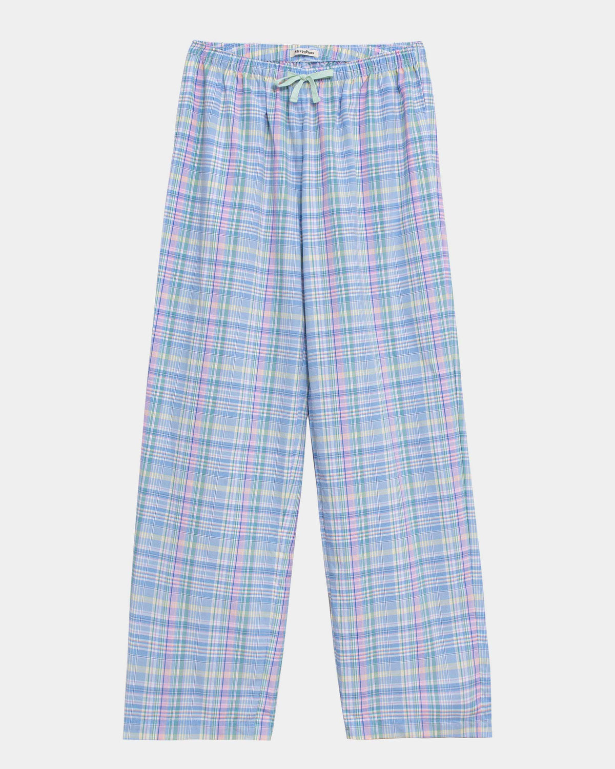 CLASSIC LOW RISE - Pastel Blue Multi Tartan Plaid Cotton Poplin