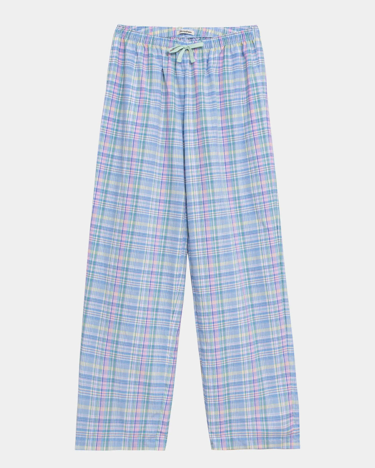 CLASSIC LOW RISE - Pastel Blue Tartan Plaid Cotton Poplin
