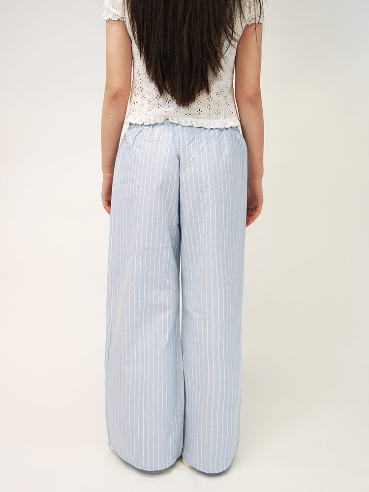 
                                            
                                                LOW-RISE WIDE-LEG Lounge Pants in Light Blue Pinstripe
                                            
                                        